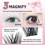 【A10】14 Rows Ghost Cluster Lashes, Pre-segmented Individual Eyelashes, Curly Fluffy Wispy Lash Clusters for Beginners, Dramatic Eye Makeup for Camera Ready Look - Image 3